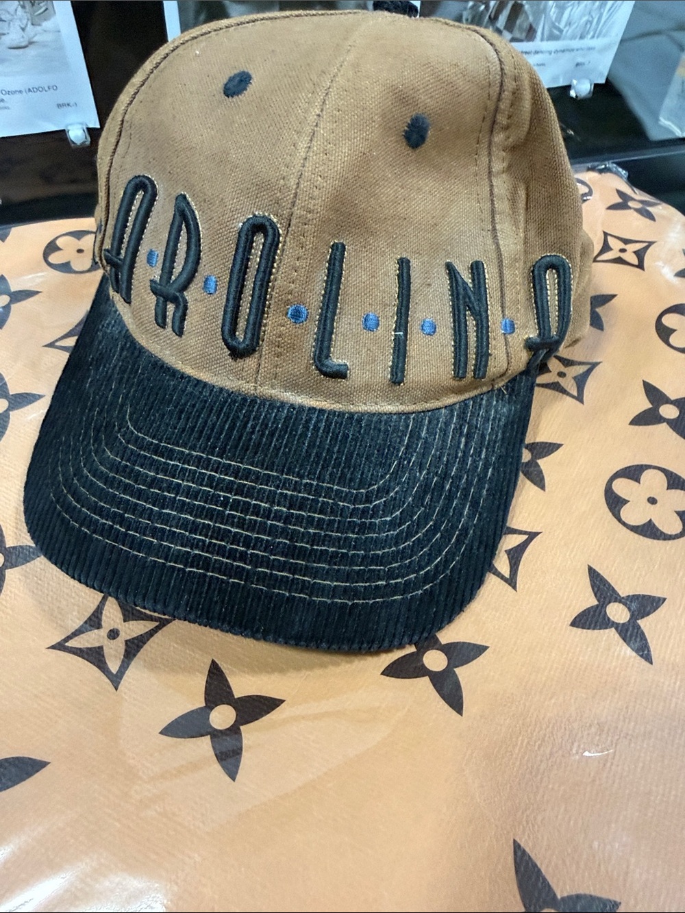 Vintage "Top Of The World" Strapback Hat Carolina Corduroy
